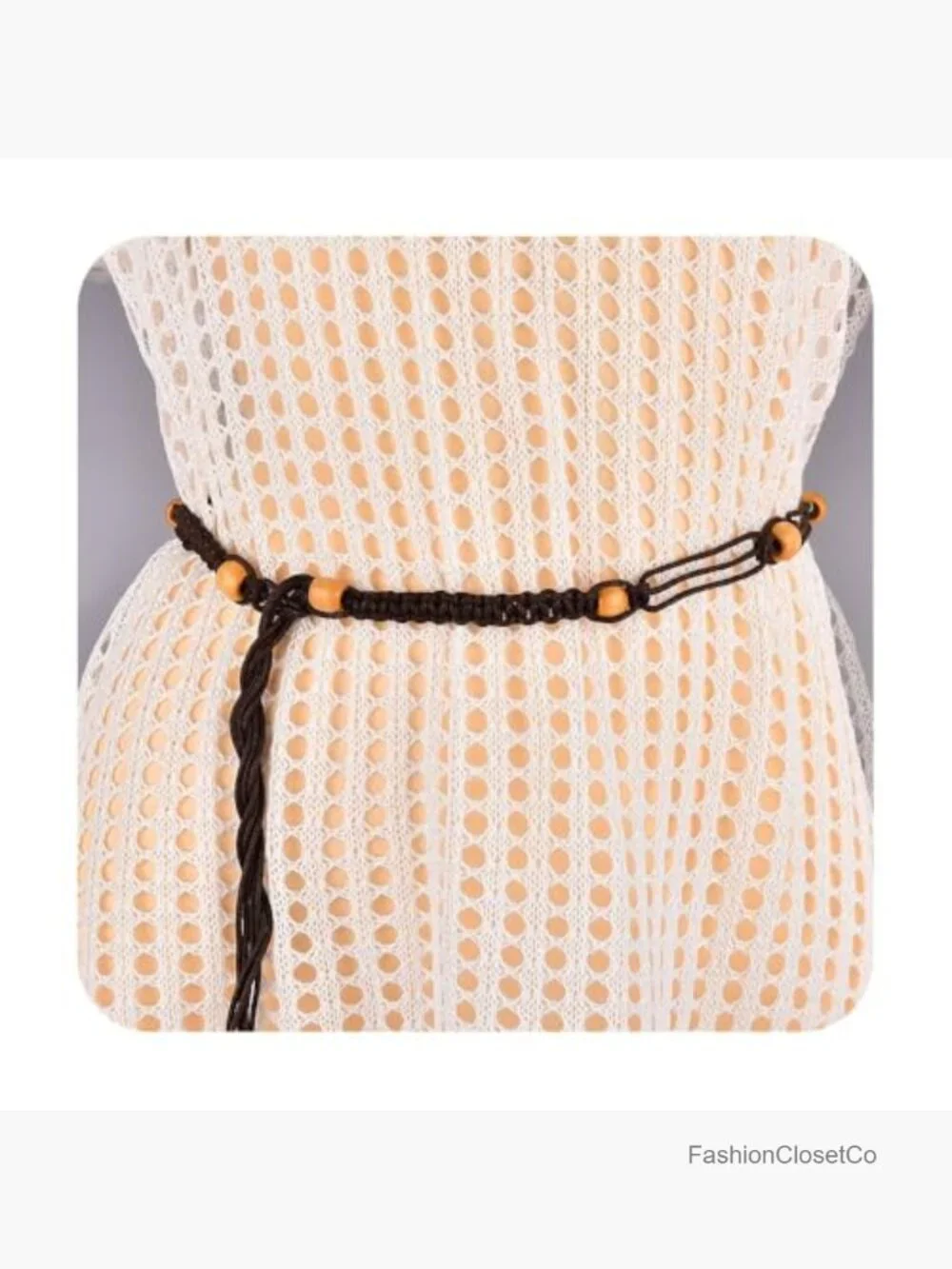 Beaded Rope Belt Woven Braided Boho Waist Belt Dressy Tie Belt